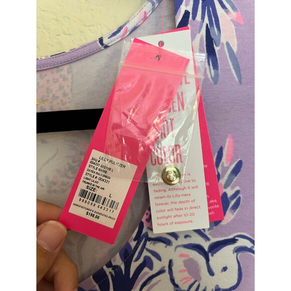 Lilly Pulitzer Maxi Dress Zayda Lilac Trunks In The Air Floral Print Knit NWT L - Picture 3 of 14